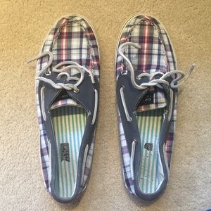 Size 10 Red, White, and Blue Sperry Boat Shoes